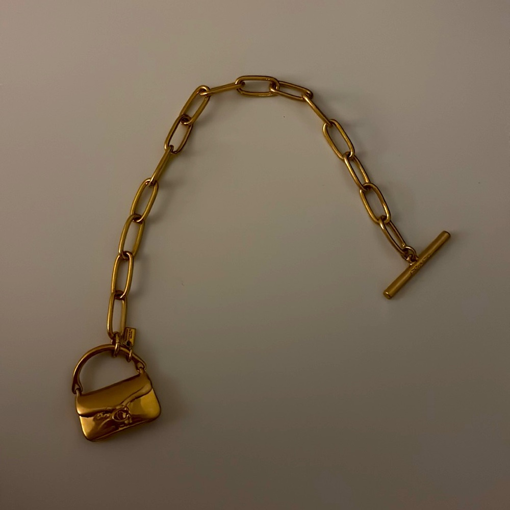 COACH Goldtone Chain Bracelet with Tabby purse Charm - Picture 2 of 2